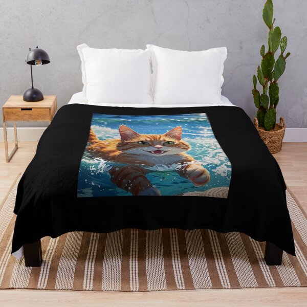Item preview, Orange tabby Cat playfull Swims designed and sold by eskomantyla.
