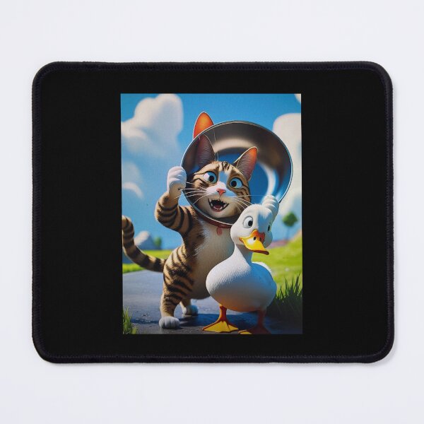Item preview, a 3D comical Cat playing with white duck designed and sold by eskomantyla.