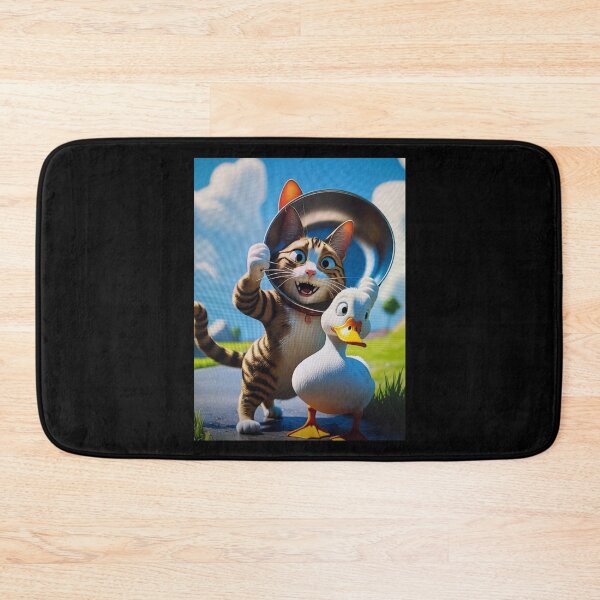 Item preview, a 3D comical Cat playing with white duck designed and sold by eskomantyla.