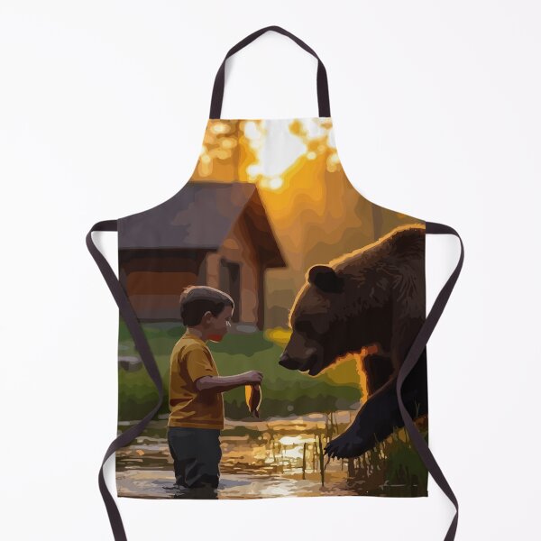 Item preview, A giant brown bear admires the boy's work. designed and sold by Whose-sweat.