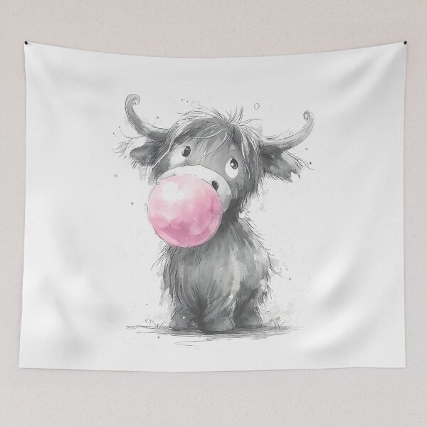 Item preview, Cute Highland cow with chewing gum designed and sold by DerSenat.