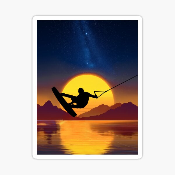 Item preview, Wakeboard at sundown - yellow designed and sold by Mikakujumi.