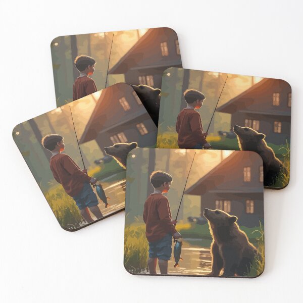 Item preview,  A giant brown bear admires the boy's work. designed and sold by Whose-sweat.