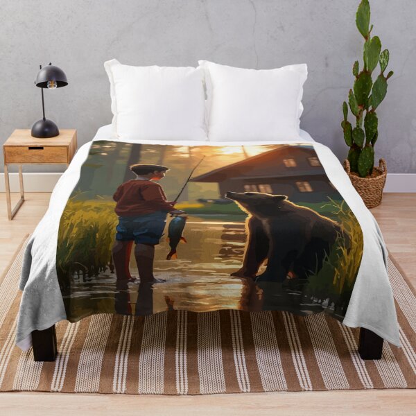 Item preview,  A giant brown bear admires the boy's work. designed and sold by Whose-sweat.