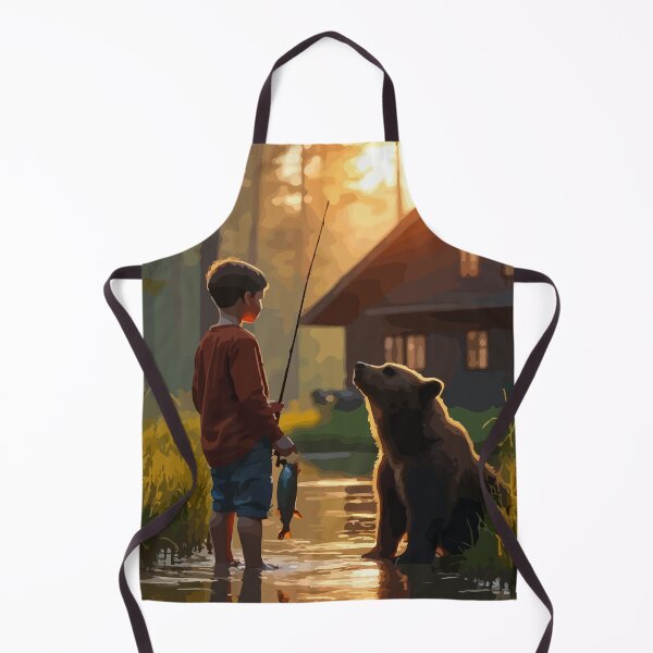 Item preview,  A giant brown bear admires the boy's work. designed and sold by Whose-sweat.