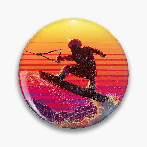 Item preview, Retro Neon Wakeboard at sundown - pink designed and sold by Mikakujumi.