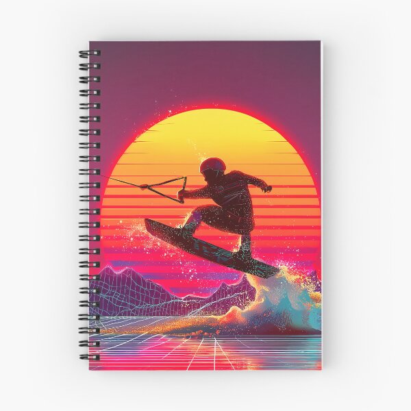 Item preview, Retro Neon Wakeboard at sundown - pink designed and sold by Mikakujumi.