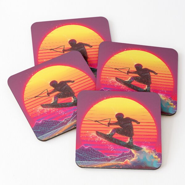 Item preview, Retro Neon Wakeboard at sundown - pink designed and sold by Mikakujumi.
