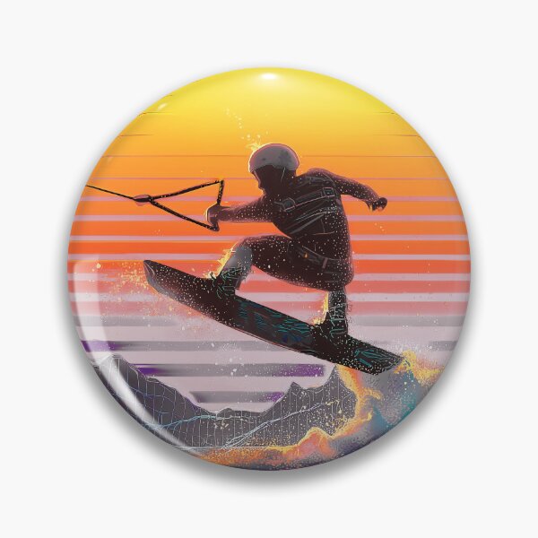 Item preview, Retro Neon Wakeboard at sundown - gray designed and sold by Mikakujumi.