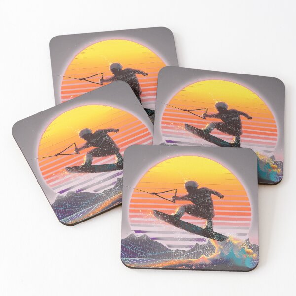 Item preview, Retro Neon Wakeboard at sundown - gray designed and sold by Mikakujumi.