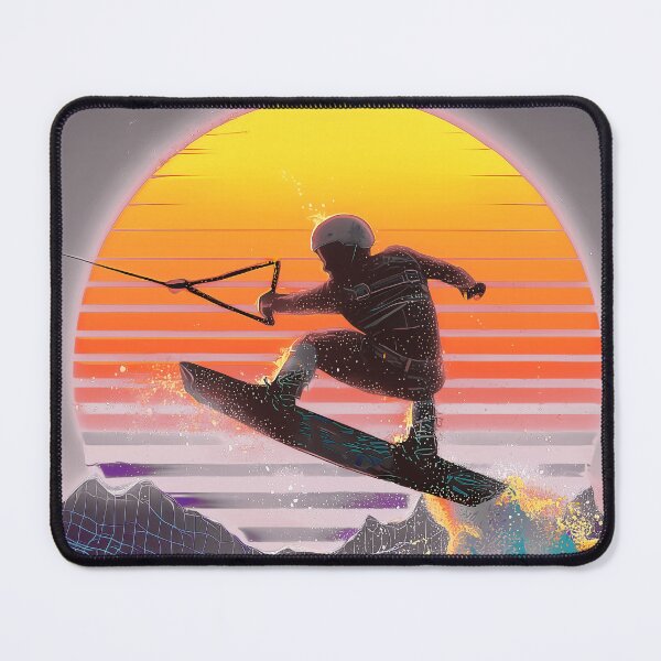 Item preview, Retro Neon Wakeboard at sundown - gray designed and sold by Mikakujumi.
