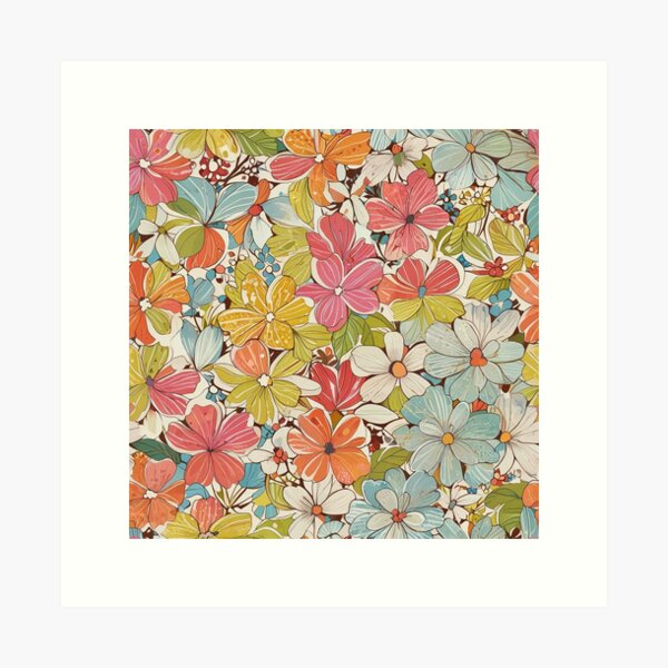 Aperçu de l'œuvre Motif floral rétro créée et vendue par CoolPixels.