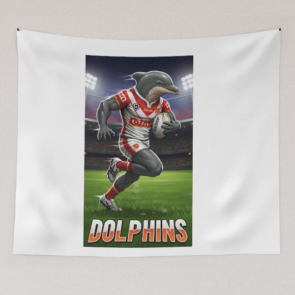 Item preview, "Funny Dolphin Rugby Sketch – Dolphins NRL Inspired Art" designed and sold by KnzSHOPPING.