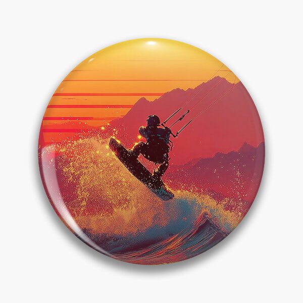 Item preview, Retro Neon Kitesurf at sundown  designed and sold by Mikakujumi.