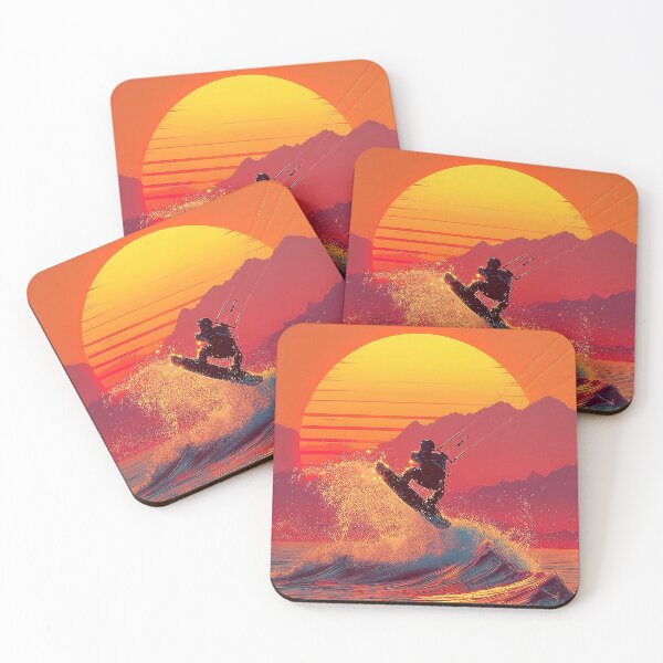 Item preview, Retro Neon Kitesurf at sundown  designed and sold by Mikakujumi.