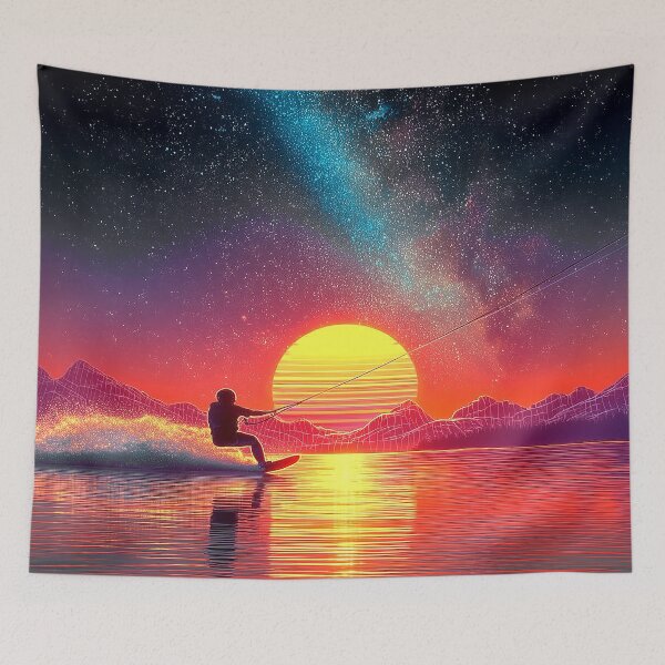 Item preview, Retro Neon Wakeboard at sundown - sky designed and sold by Mikakujumi.