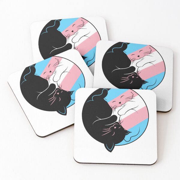 Item preview, Transgender LGBTQ Subtle Pride Month Yin Yang Cats Kittens Discreet designed and sold by Kimberley King Art  King Art.