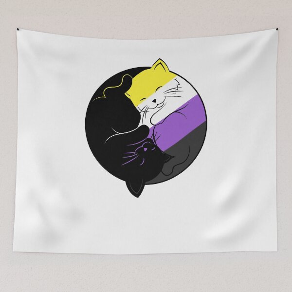 Item preview, Subtle Non Binary Yin Yang Cats Pride Month LGBTQ designed and sold by Kimberley King Art  King Art.