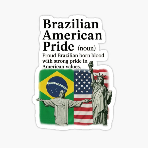 Item preview, Brazilian American Pride Definition Shirt – Merged Flags & Statue Unity Design designed and sold by HueLogicDesigns.