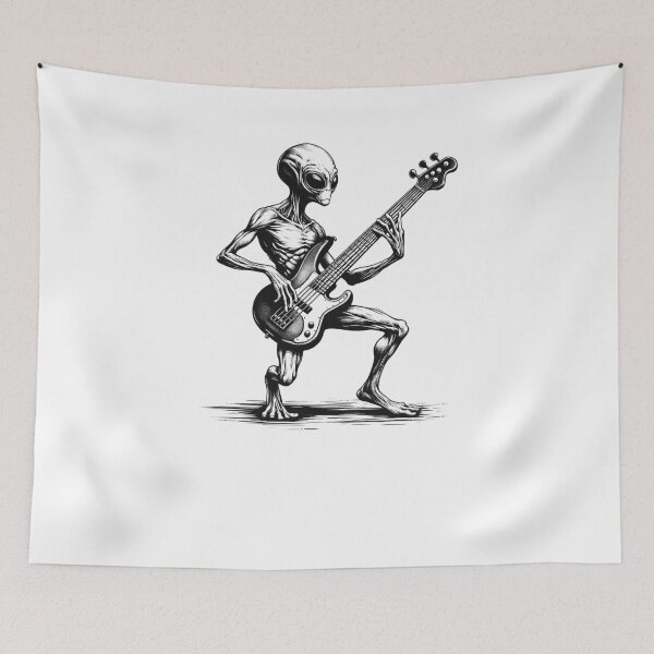 Item preview, Alien Guitarist Rock Bass Guitar Lover Rocker Bassist Weird designed and sold by Kimberley King Art  King Art.