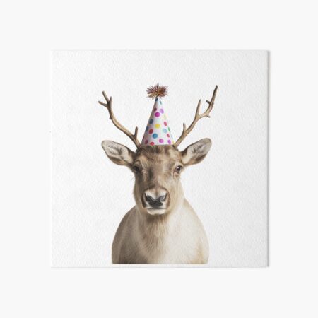 Item preview, Cute Reindeer with Party Hat Birthday Celebration designed and sold by LazyOwlStore.