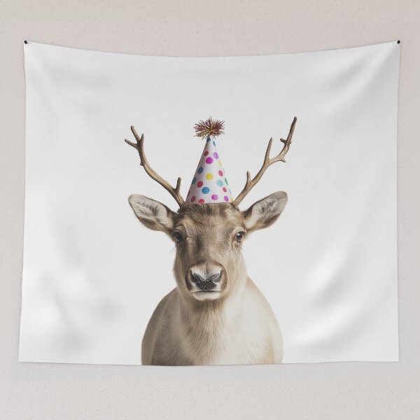 Item preview, Cute Reindeer with Party Hat Birthday Celebration designed and sold by LazyOwlStore.