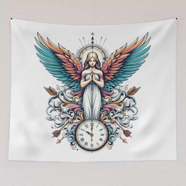 Item preview, Superhero angel with a clock ,Angel,angel art,divine power designed and sold by Expressions-Sel.