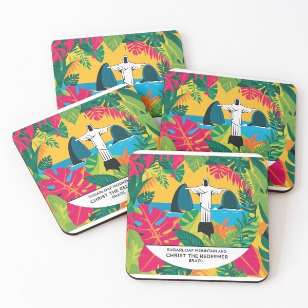 Item preview, Tropical poster of Rio de Janeiro with Christ the Redeemer and colorful landscape designed and sold by StormArte.