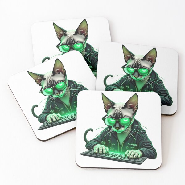 Item preview, “Paw-cessing Data  Sphynx cyberpunk hacker designed and sold by Animalpetslover.
