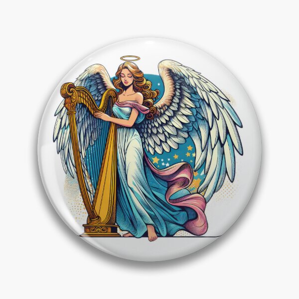 Item preview, Superhero angel woman with harp ,Angel,angel art,divine power designed and sold by Expressions-Sel.