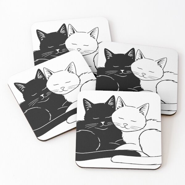Aperçu de l'œuvre Deux chats blancs et noirs dorment créée et vendue par AnnaHolyph.
