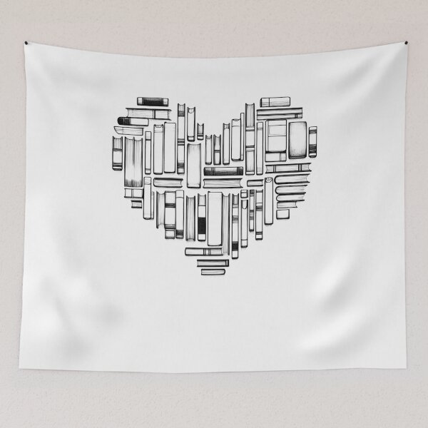Item preview, Book Lover Heart Reader Reading Line Art designed and sold by Kimberley King Art  King Art.