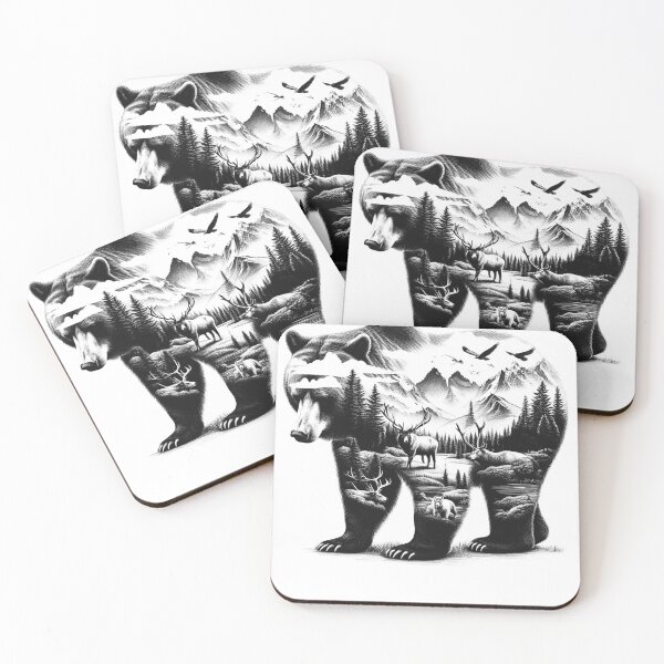 Item preview, Mountain Camping Nature Lover Camper Hiking Bear Deer Outdoor Vacation 2 designed and sold by Kimberley King Art  King Art.