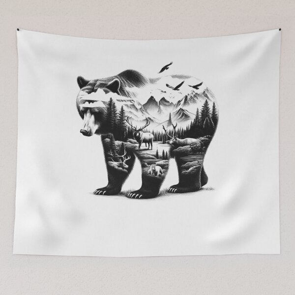 Item preview, Mountain Camping Nature Lover Camper Hiking Bear Deer Outdoor Vacation 2 designed and sold by Kimberley King Art  King Art.
