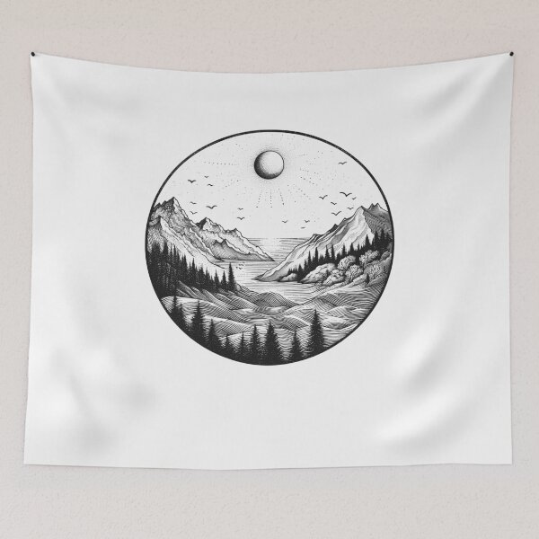 Item preview, Sun And Mountain Camping Adventure Explore Hiking Camper Nature Wanderlust designed and sold by Kimberley King Art  King Art.