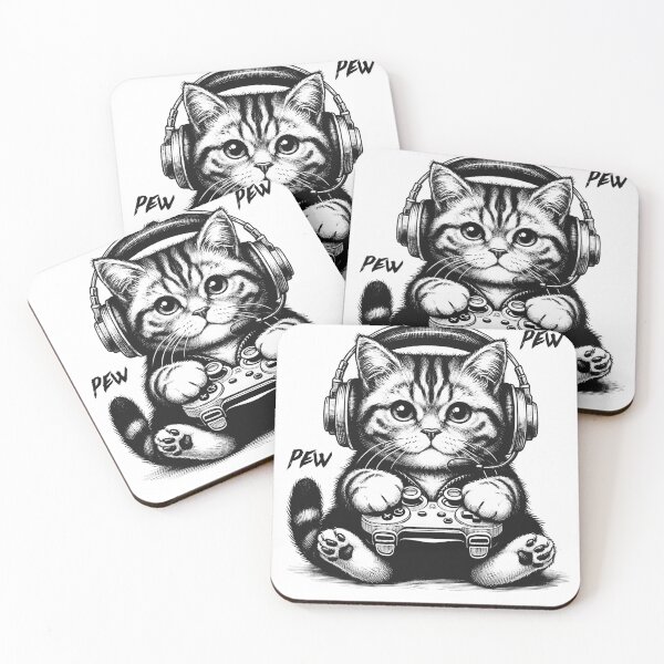Item preview, Cat Video Game Kitten Gaming Nerd designed and sold by Kimberley King Art  King Art.