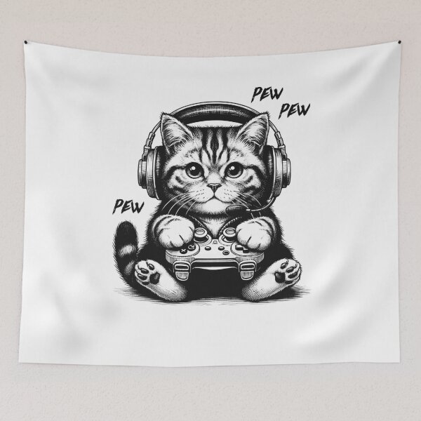 Item preview, Cat Video Game Kitten Gaming Nerd designed and sold by Kimberley King Art  King Art.