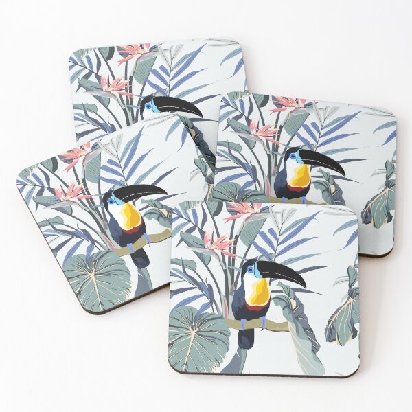 Item preview, Exotic jungle plants illustration pattern with toucan bird and strelitzia flowers.  designed and sold by MatyKotiv.