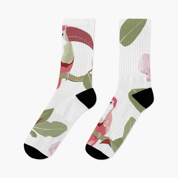 Item preview, Exotic jungle plants illustration pattern with abstract pink toucan bird.  designed and sold by MatyKotiv.