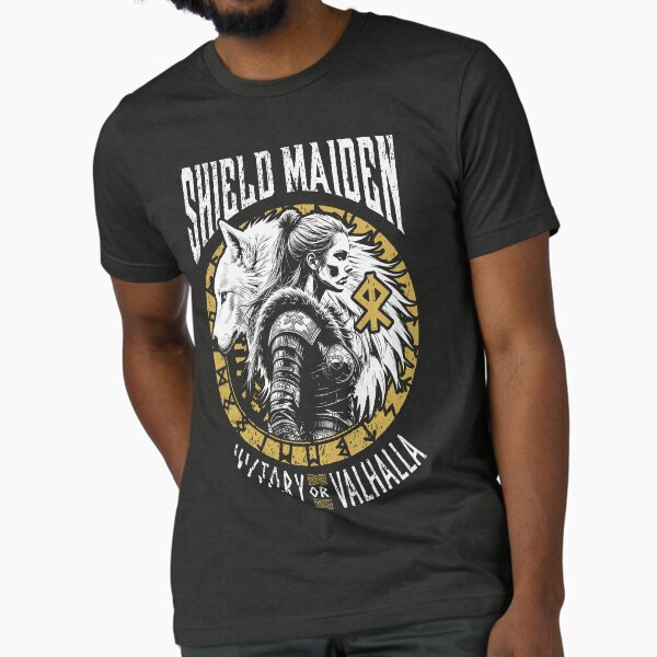 Item preview, Shield Maiden Victory Or Valhalla Viking Woman White Wolf designed and sold by GrandeDuc.