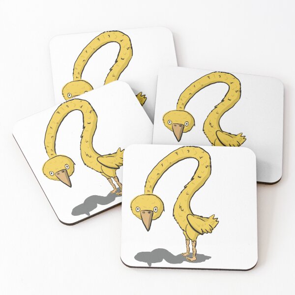 Item preview, Long necked yellow hairy leg bird person designed and sold by OddStickerHub.