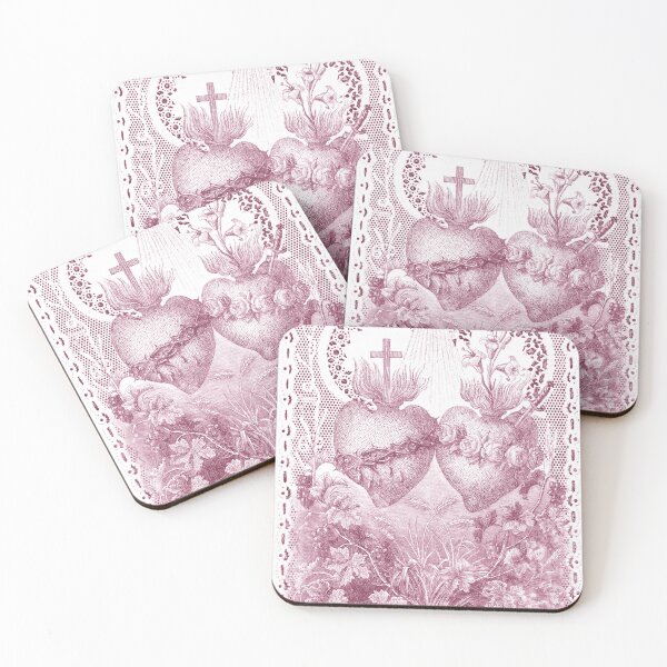 Item preview, Sacred Hearts of Jesus and Mary - pink designed and sold by PhaedraArt.