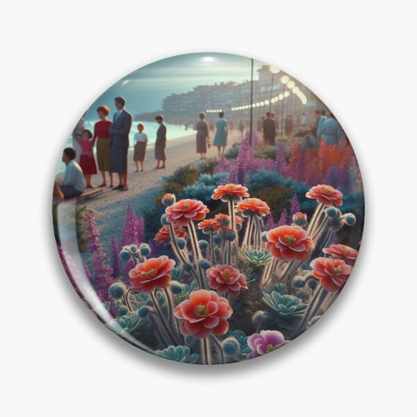 Item preview, Balchik City at Night in 60s Retro Style – Vintage AI Art with Floral Details for City and Nature Lovers designed and sold by knalpot-design.