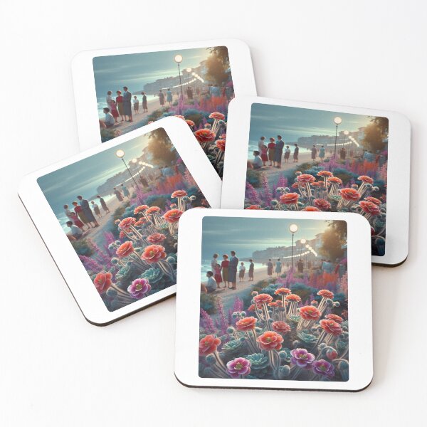 Item preview, Balchik City at Night in 60s Retro Style – Vintage AI Art with Floral Details for City and Nature Lovers designed and sold by knalpot-design.