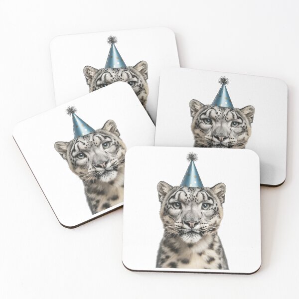 Item preview, Cute Snow Leopard with Party Hat Birthday Celebration designed and sold by LazyOwlStore.