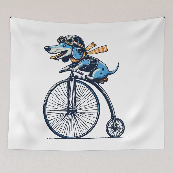 Item preview, Dachshund On Bike For Retro Lovers With Style designed and sold by LuminOrb.