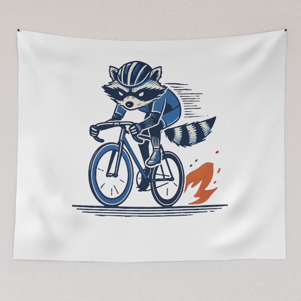 Item preview, Raccoon On Racing Bike For Sporty Cyclists designed and sold by LuminOrb.