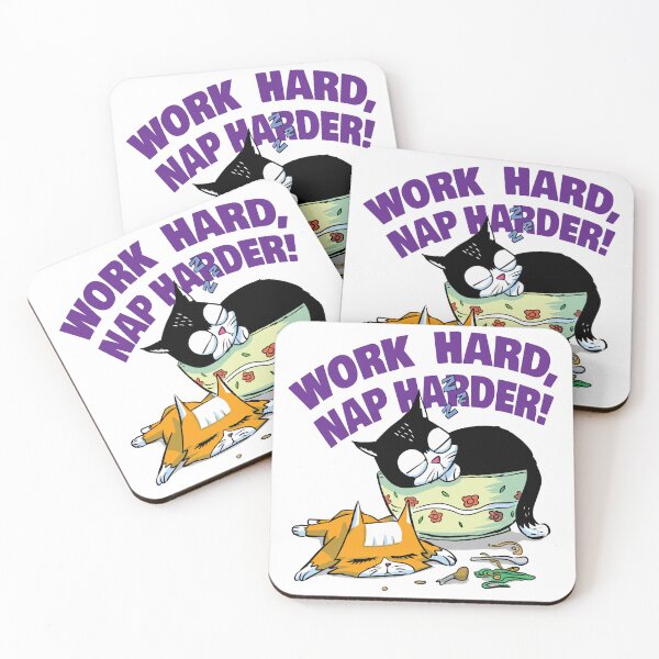 Item preview, Work Hard, Nap Harder – Lazy Cat Life Cartoon Design designed and sold by POP FAN ART.