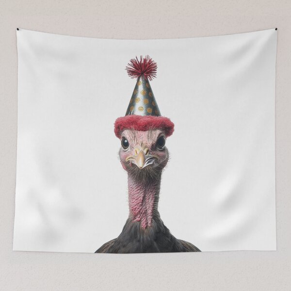 Item preview, Cute Turkey with Party Hat Birthday Celebration designed and sold by LazyOwlStore.