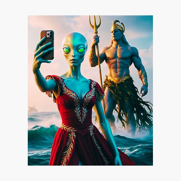 Item preview, Alien Selfie with Poseidon designed and sold by StaggDevon.